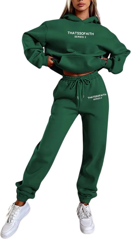 Survêtement Nivard Femme - Survêtement d'intérieur - Adultes - Capuche - Pantalon de jogging - Pantalon - Pantalons de jogging à capuche - Vert foncé - Taille XXL