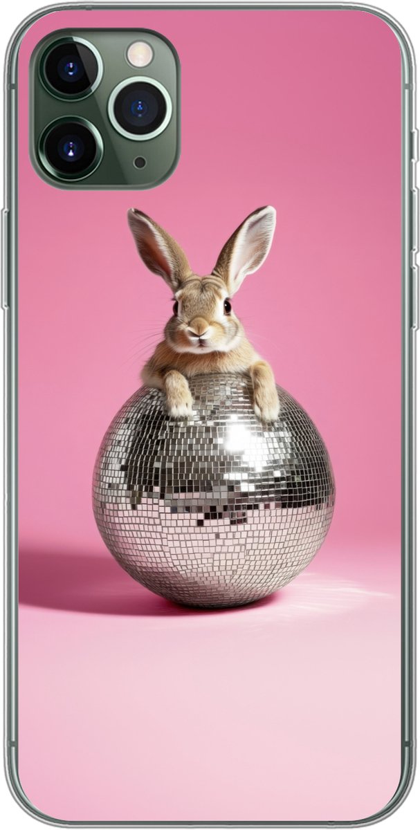 Telefoonhoesje Geschikt voor iPhone 11 Pro Max hoesje - Haas - Strik -Discobal - Siliconen Telefoonhoesje Telefoonhoesje