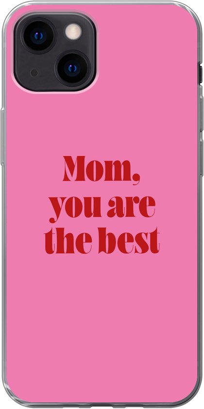 Coque de téléphone compatible avec iPhone 13 mini - Mère - Message - Rose - Coque de téléphone en silicone