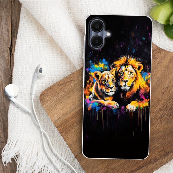 Coque de téléphone compatible avec Samsung Galaxy A06 - Lions - Peinture - Couleurs - Coque en Siliconen
