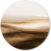 Zandduinen in zachte tinten - Landschap wanddecoratie rond - Ronde wanddecoratie duinen - Minimalisme - Muurcirkel decoratie - Kunstwerk - muurcirkel aluminium 40x40 cm