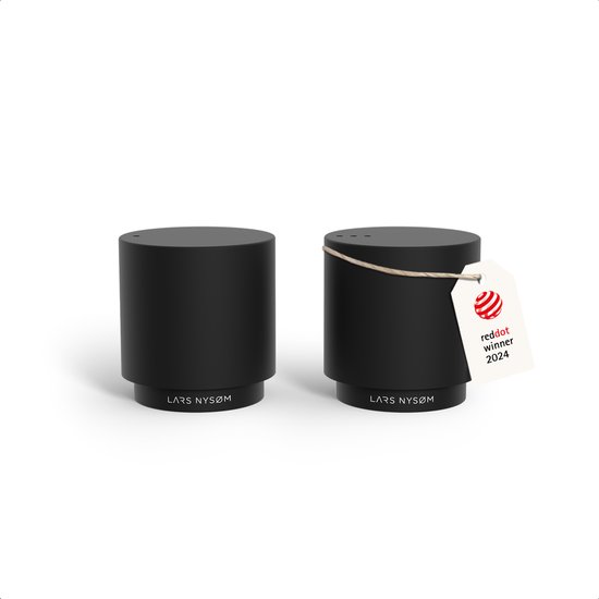 LARS NYSØM Svæve Set Roestvrijstalen Peper- en Zoutstel - Modern Minimalistisch Ontwerp - Eenvoudig Navullen (Carbon Black)