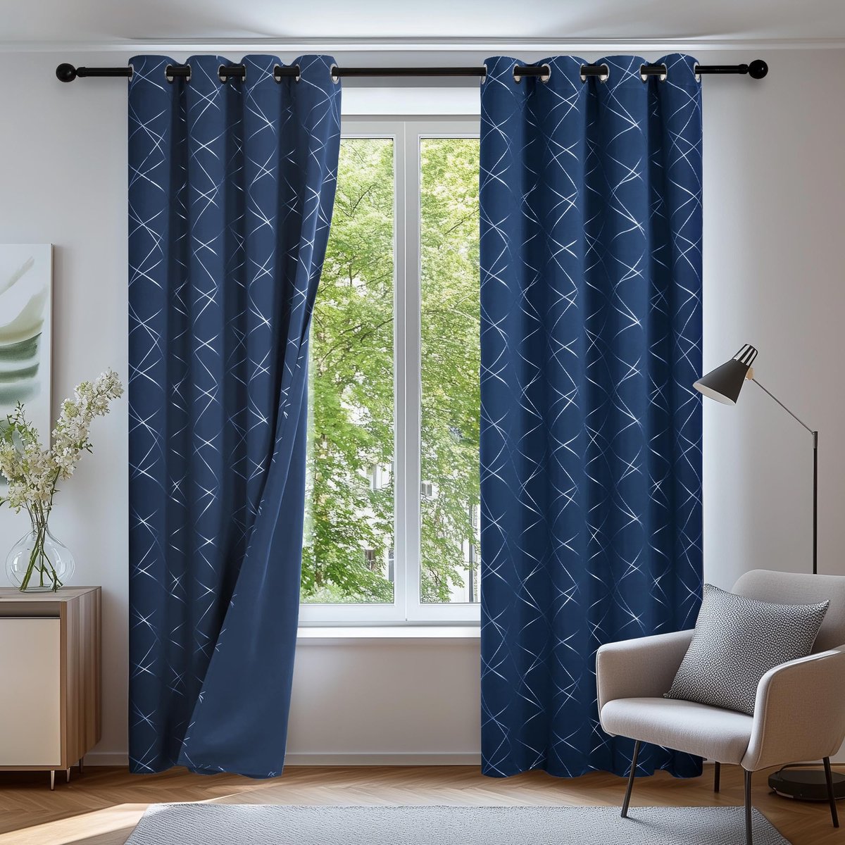 Ibenzoa Stijlvolle Verduisteringsgordijnen met Isolerende Eigenschappen en Modern Design, Set van 2, 183 x 140 cm donkerblauw