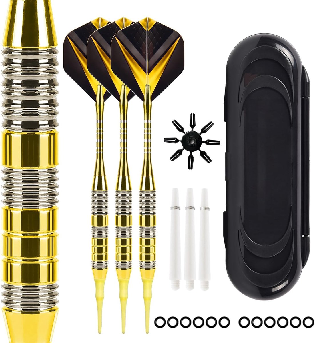 Professionele soft dartpijlen - 3 stuks - geel - 21 gram - kunststof punt