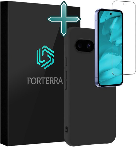 Coque Forterra pour Google Pixel 9a en Siliconen avec protection d'écran intégrée - Coque arrière pour Google Pixel 9a - Zwart