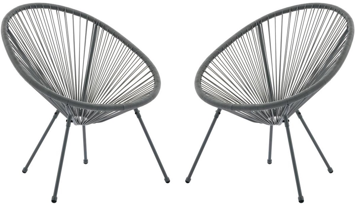 Vente-unique Set van 2 tuinfauteuils van gevlochten harsdraden - Antraciet - ALIOS III van MYLIA L 72 cm x H 83.5 cm x D 82 cm
