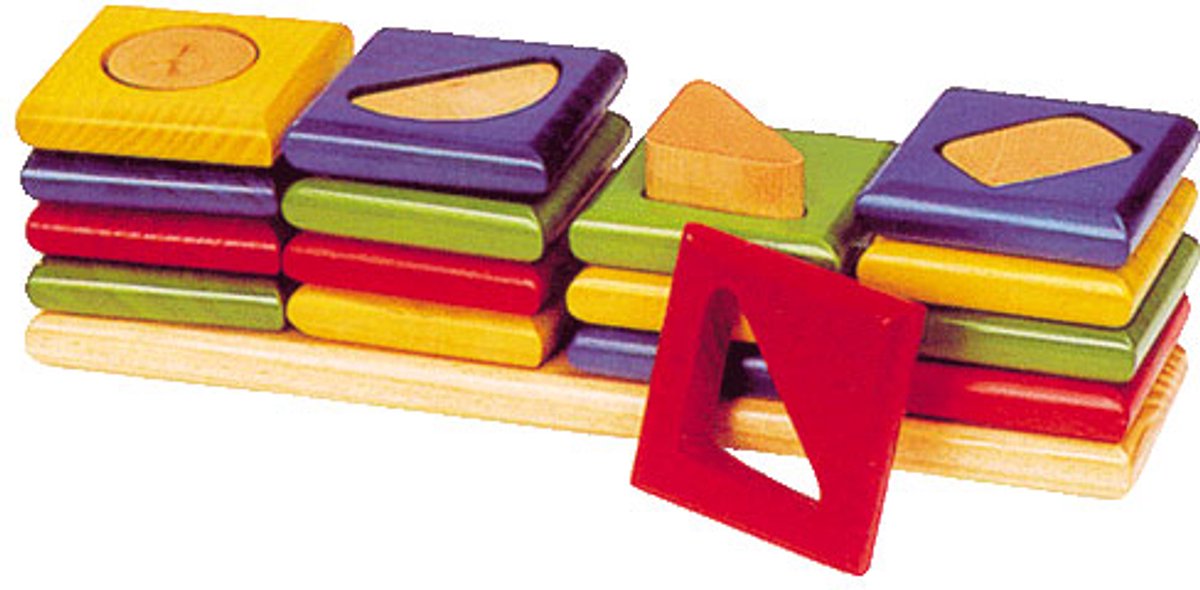 Sorteerbord: 4 TORENS kleuren en vormen sorteren 25x6x6.5cm,