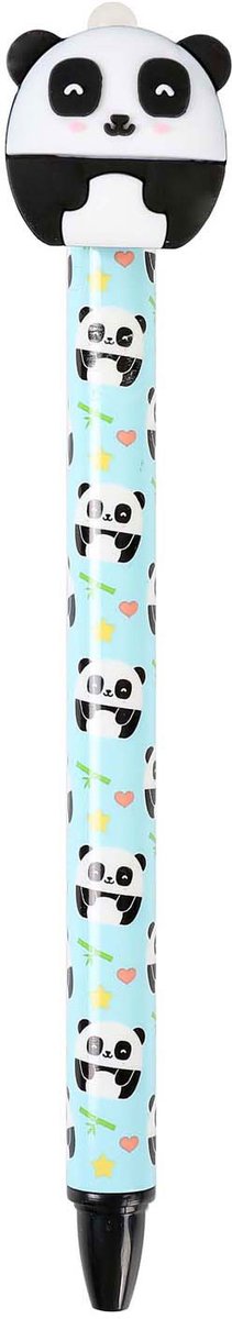 I-total Balpen Panda Uitwisbaar 14 Cm Lichtblauw/zwart