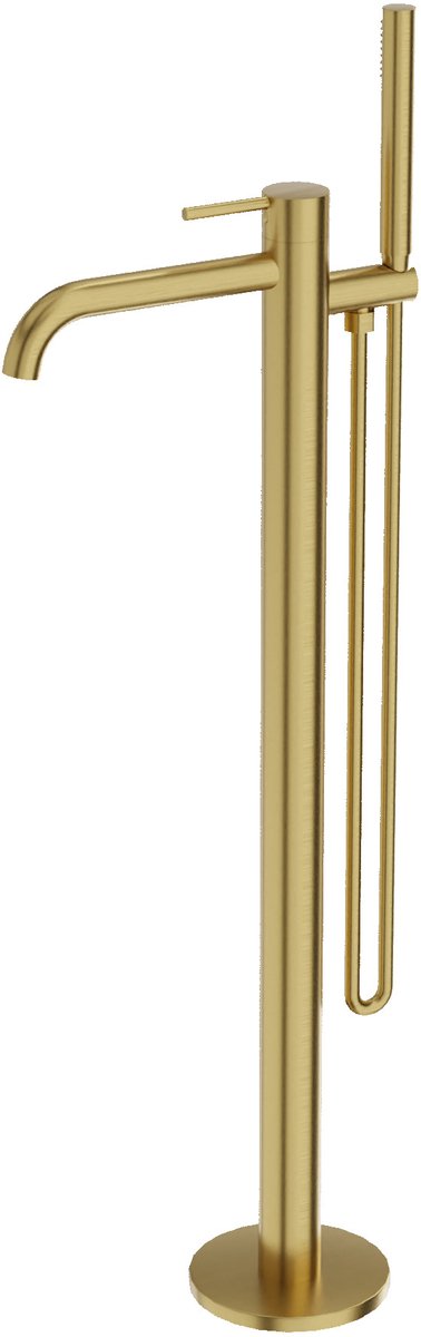 LAVITA® Vrijstaande Badkranen met Handdouche ORION – Gouden - Badmengkraan Mengkraan - Keramische Cartouche, ééngreeps - Kraan voor extra hygiëne en comfort - Stijlvol Ontwerp