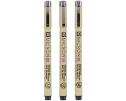 foto van Sakura Pigma Micron Fineliners Etui - 3 fineliners - Zwart