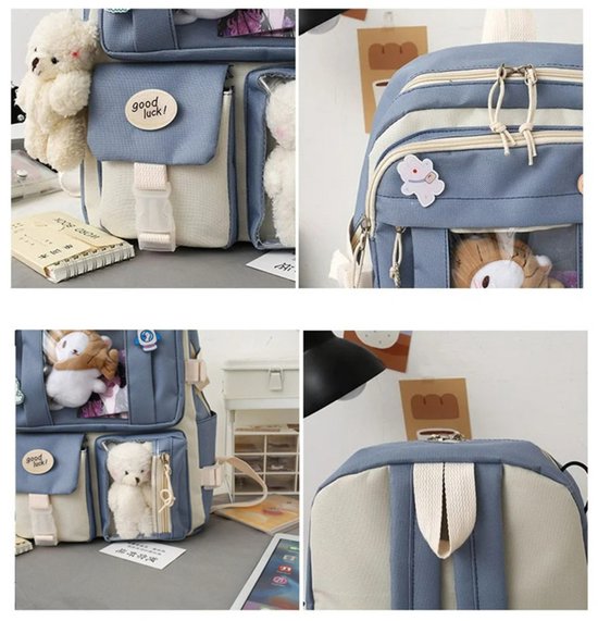 Kawaii Rugzak Voor School, Leuke Kawaii Esthetische Rugzak Schooltas Eenvoudig en Modieus (blauw Konijn) | NL