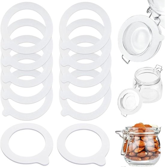 Afdichtringen voor Weckpotten - Vervangende Inmaakringen - 12 Stuks - Wit - Rubber