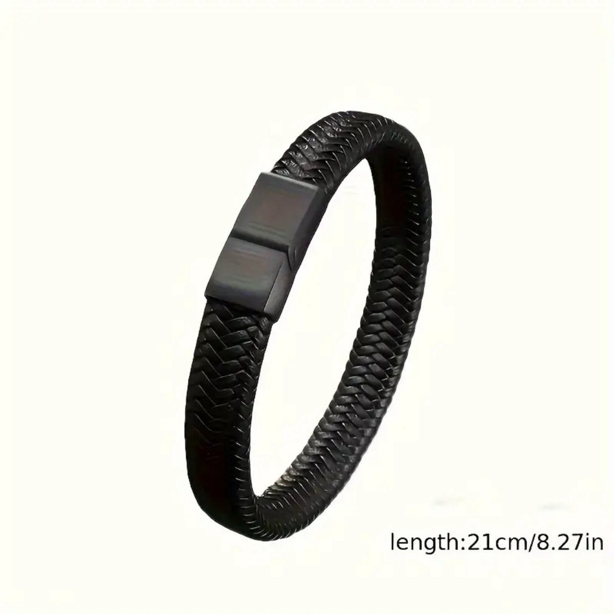 Bovista Armband - Staal - Nep Zilver - Heren - Zwart