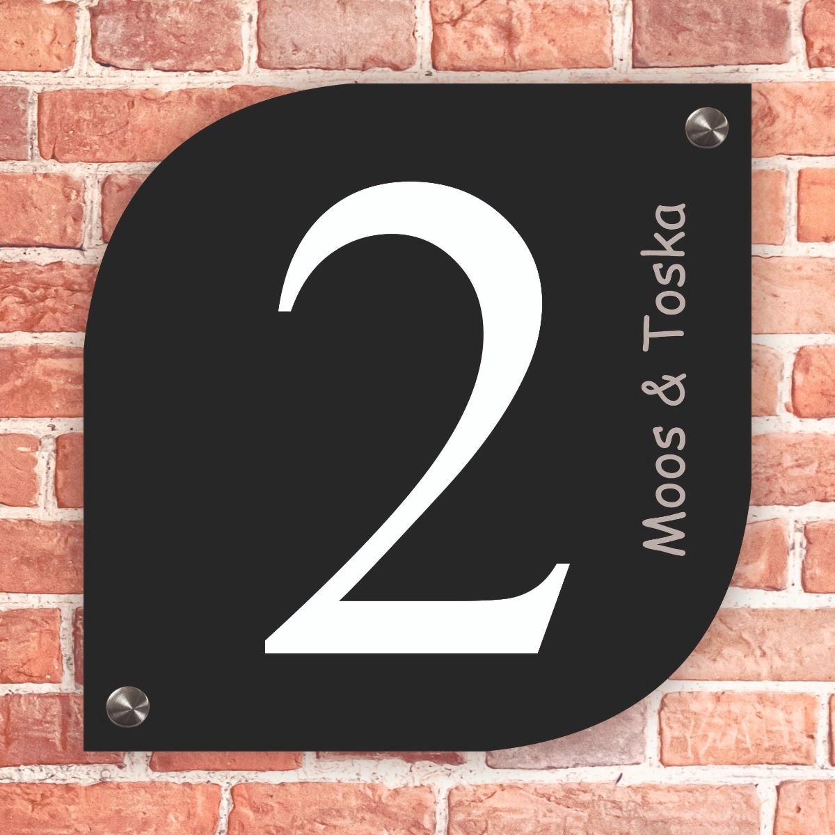Naambordje voordeur lux zwart - 15x15cm - Incl. RVS bevestigingsmateriaal
