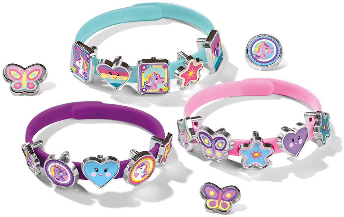 Totum Unicorn 3 schuif armbandjes maken met 18 bedels - knutselset - cadeautip meisjes