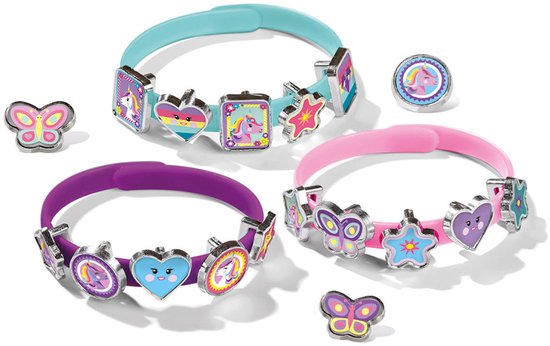 Foto: Totum unicorn 3 schuif armbandjes maken met 18 bedels knutselset speelgoed knutselen meisjes en jongens vanaf 3 jaar