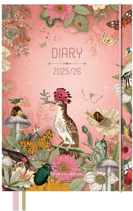 Pimpelmees academic diary 18 months 2025 - 2026 Terra Botanica - Peach