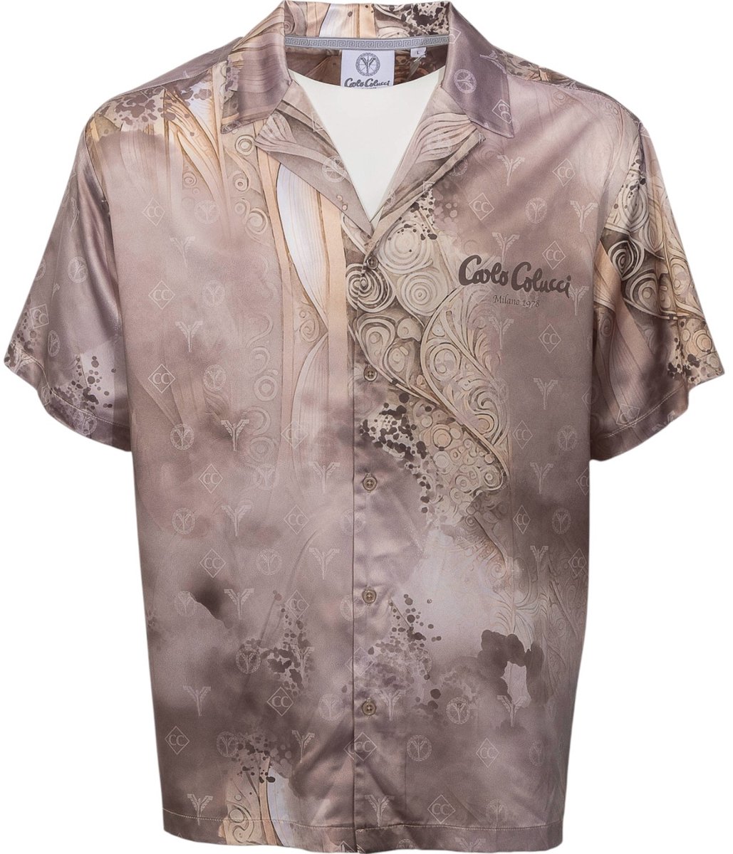 Carlo Colucci Oversize Shirt Ornament Knit Beige