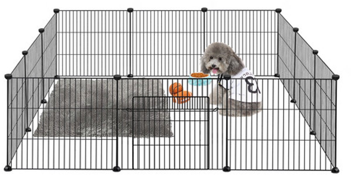Vrije uitloop voor konijnen, hazen, cavia’s, omheiningen, vrijloop, hamsters, puppyverblijf, hok voor kleine dieren, konijnenhok voor kleine dieren, 12 platen met deuren, zwart, 142 x 72 x 36 Vrije uitloop voor konijnen, hazen, cavia’s, omheiningen, vrijloop, hamsters, puppyverblijf, hok voor kleine dieren, konijnenhok voor kleine dieren, 12 platen met deuren, zwart, 142 x 72 x 36