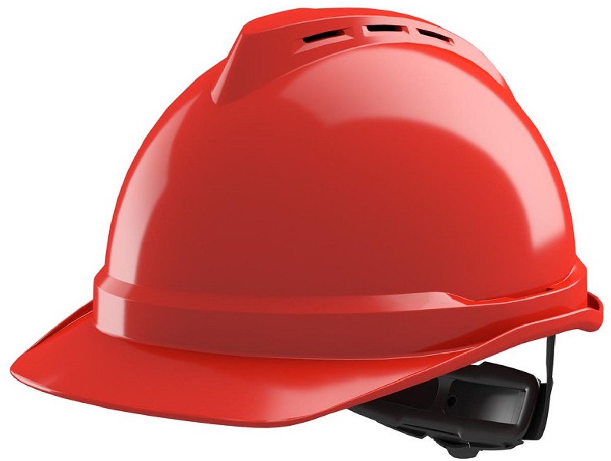 MSA V-Gard 500 veiligheidshelm - geventileerd - draaiknop Rood