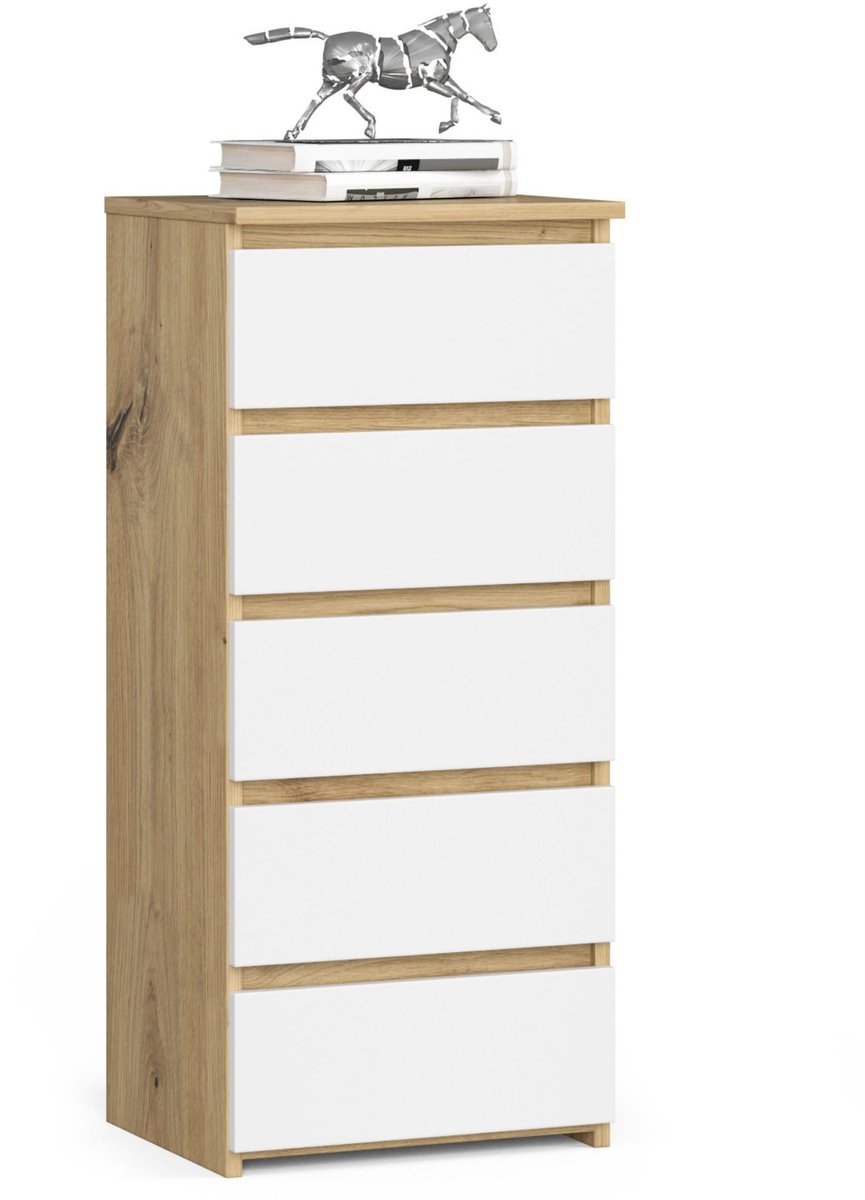 Ladekast CL5 met 5 Lades / AKORD Furniture Factory / Artisan Eik - Wit / 40 x 92 x 35 cm
