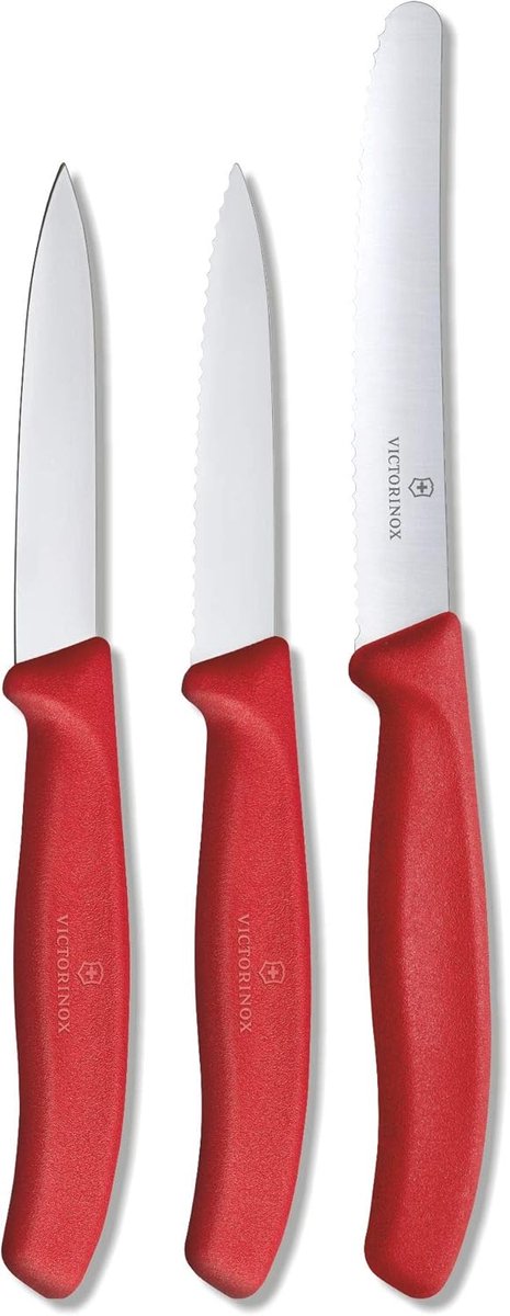 3-delige Groentemes-Set met Extra Scherpe Klingen - Handvat van Kunststof - Vaatwasmachinebestendig