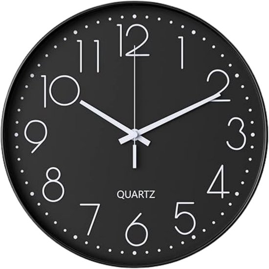 Horloge murale Tyme - 30 cm - Klok moderne - Analogique - Silencieuse - Horloge murale - Quartz - Wit Zwart