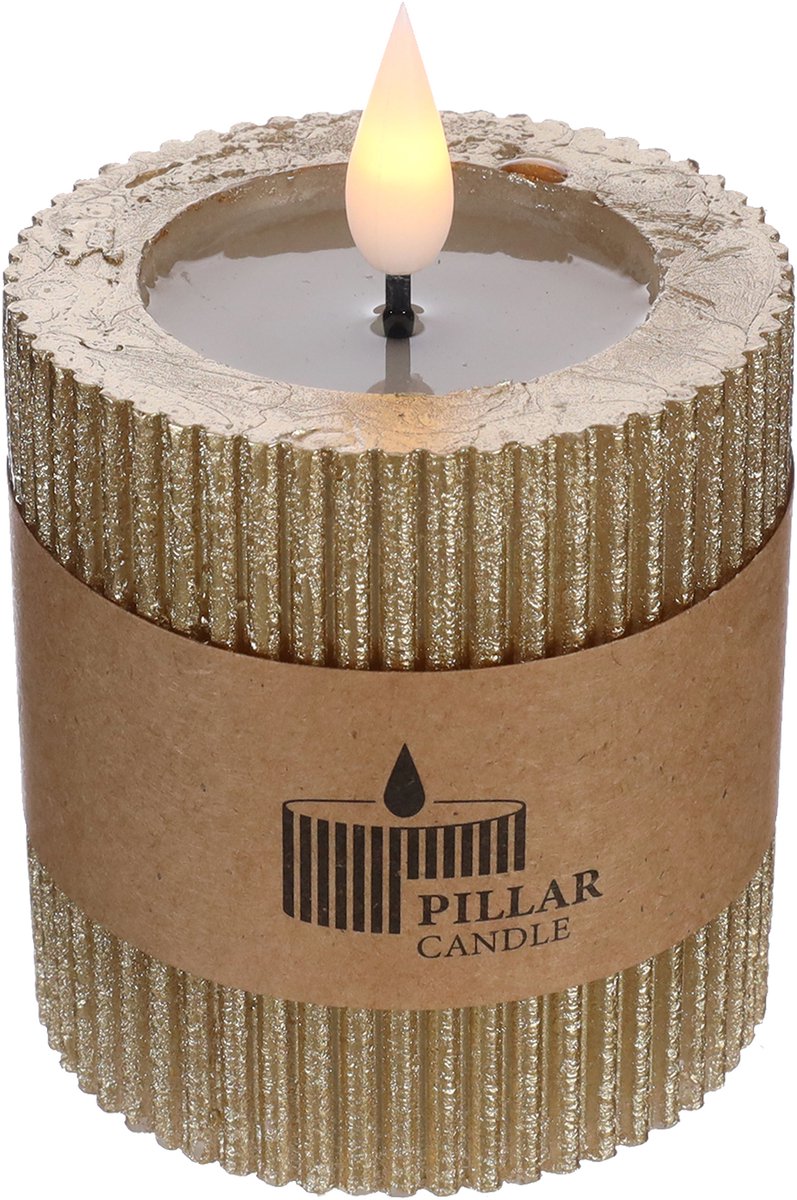 LED Pillar kaars Ø7 h. 7,5cm goud (1 st)