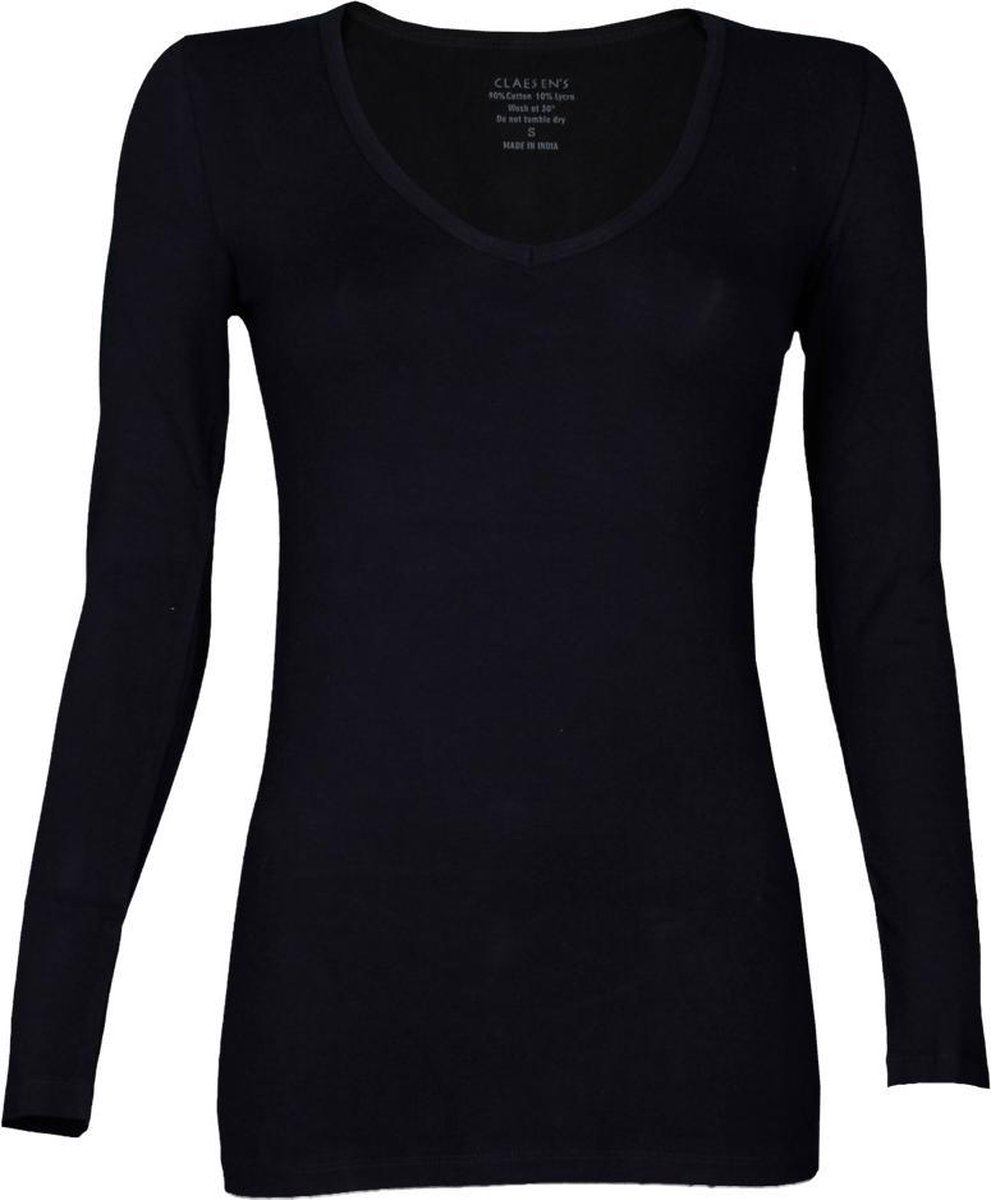 Claesen's® - V-Neck T-Shirt Zwart Cotton/LycraN 8011-Black-L