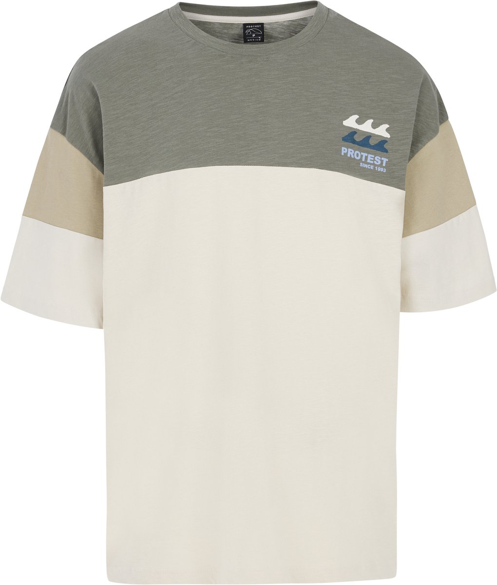 Protest Prtduel – T shirt Heren – Korte mouwen – Ronde hals – Relaxed fit Grijs