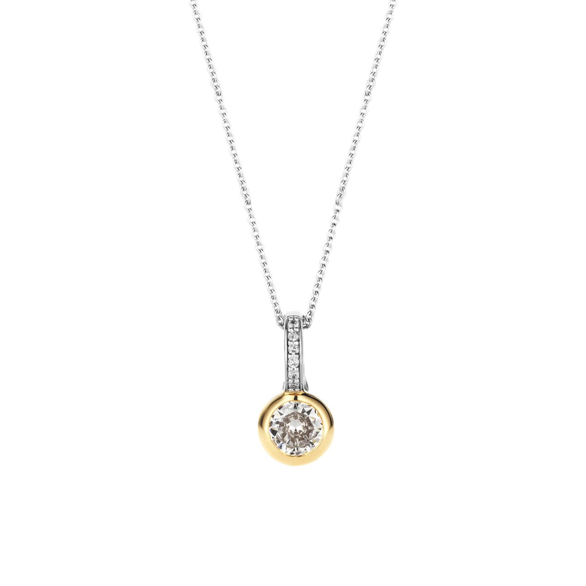 TI SENTO Dames Hanger - 925 zilver - Zirkonia met geel verguld - 6739ZY