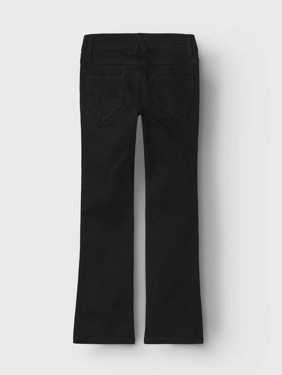 Zwarte jeans voor meisjes, achterkant zichtbaar, met twee zakken.