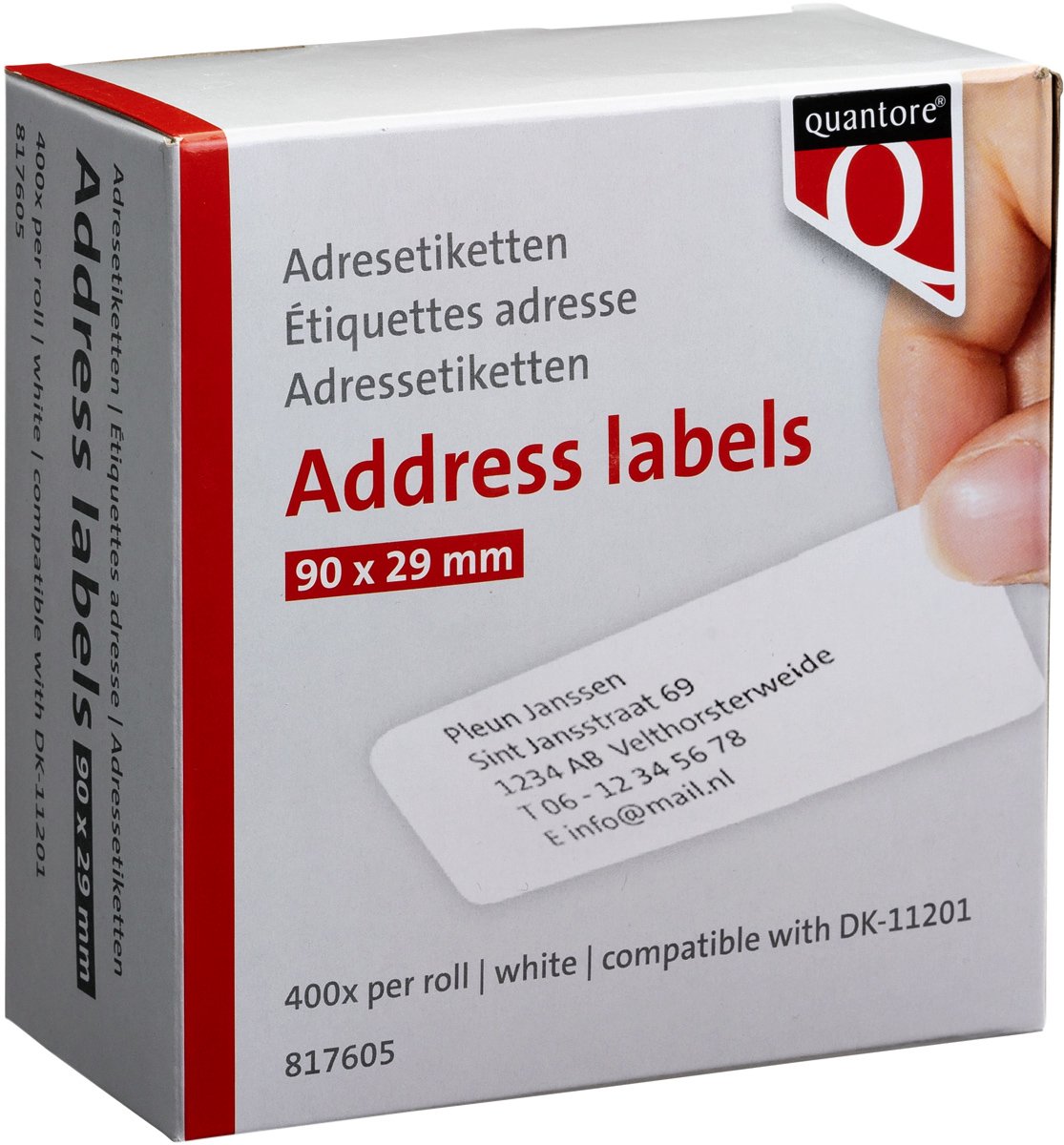 Label etiket quantore dk-11201 29mmx90mm adres wt | 20 stuks