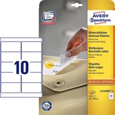 Avery Etiquettes enlevables, blanc, 96,0 x 50,8 mm, Adhésif enlevable