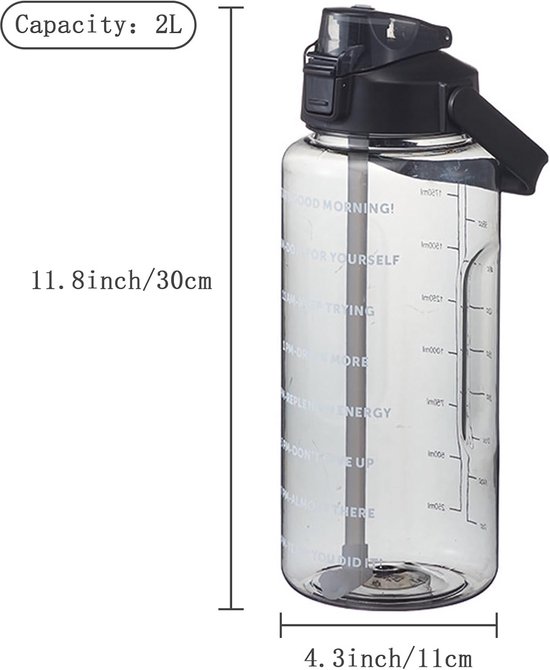 Fuel24 1,3 l / 2,2 l waterfles metaal - sterk, val- en lekvrij BPA-vrij 1 l 2 l roestvrij staal (2 liter) - grote sportflessen voor mannen, sportwaterfles, reizen, wandelen waterfles