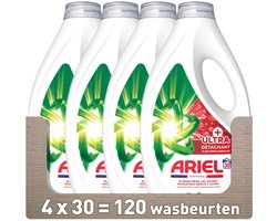Ariel Vloeibaar Wasmiddel +Ultra Vlekverwijderaar 30 Wasbeurten - 4 x 1350 ml - Voordeelverpakking
