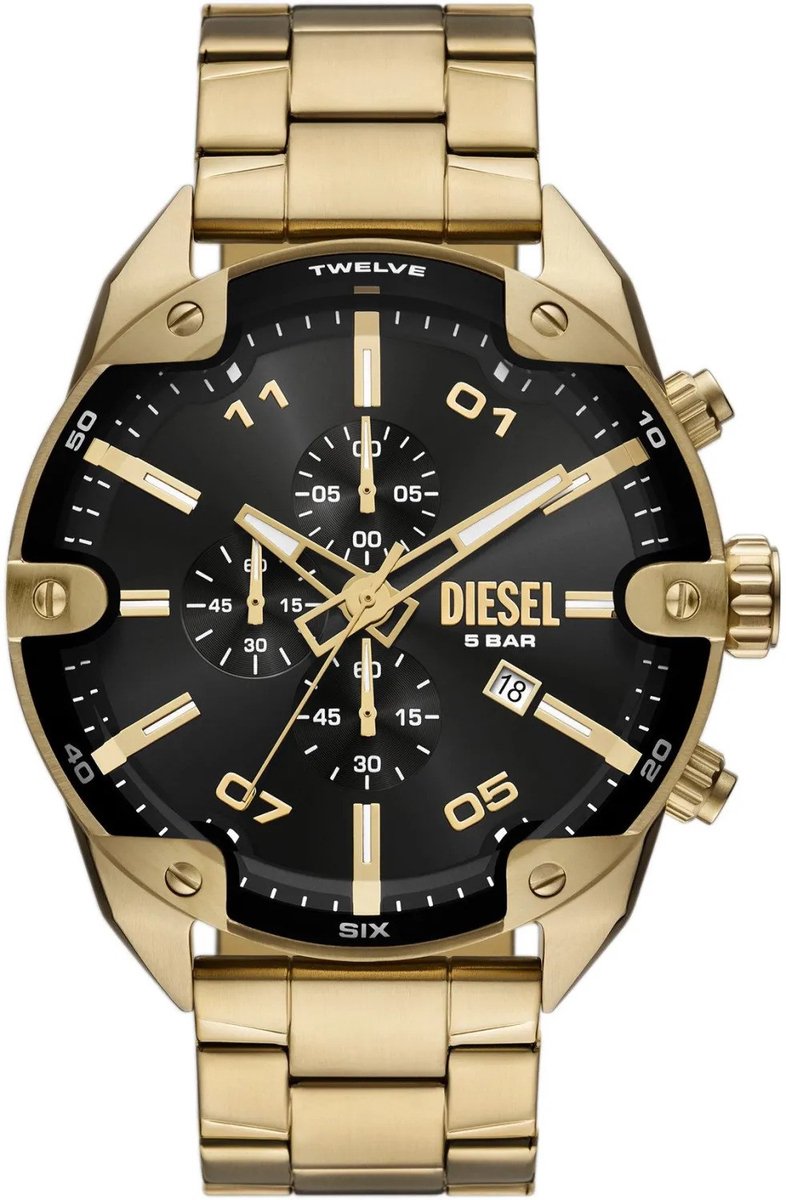 Diesel Spiked DZ4678 Horloge - Staal - Goudkleurig - Ø 49 mm
