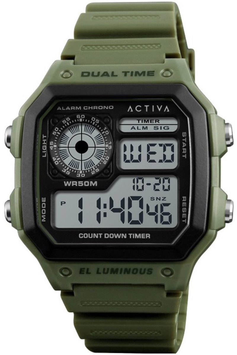 Activa X Invicta Digital ACW1299-002 Heren Horloge - Waterdicht - Digitaal - Quartz Uurwerk - Plastic met zwarte Wijzerplaat - 43mm