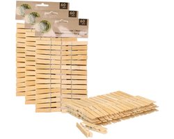 Wasknijpers - 180x - bamboe hout - 7 cm - wasspelden - knijpers - was ophangen