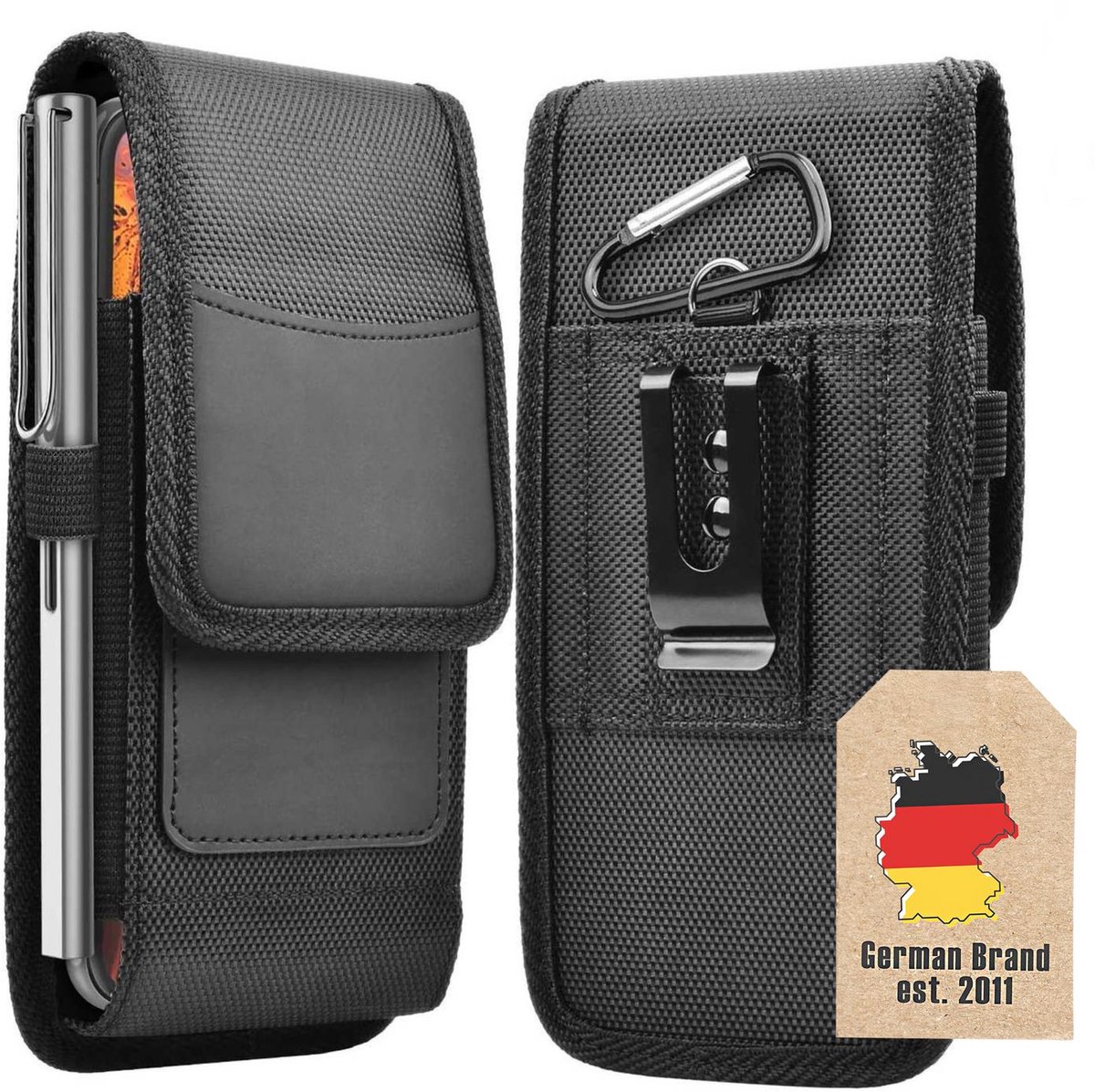 Cadorabo Mobielhoesje met riemclip geschikt voor Nokia 3310 3G / 4G in ZWART - Praktisch beschermhoesje met karabijnhaak Case Cover met penhouder