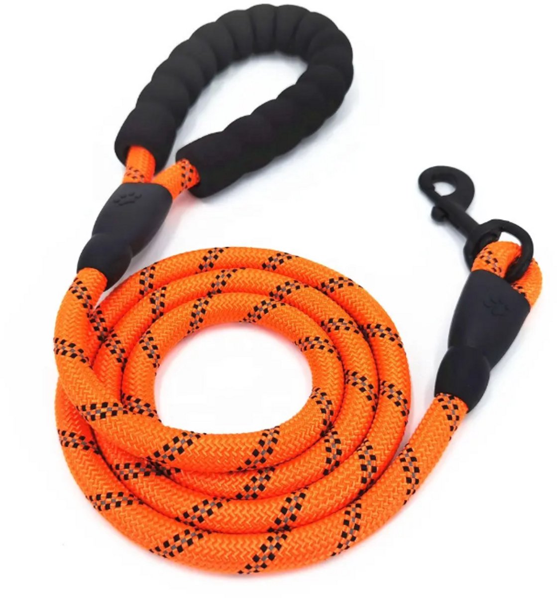 Rieba® Hondenriem 1.5 meter – Reflecterend - Sleeplijn – Speurlijn - Hondenlijn – Looplijn – Riem Hond - 1.2 cm Breed – Nylon - Zachte Handgreep - Sterk & Duurzaam – Oranje