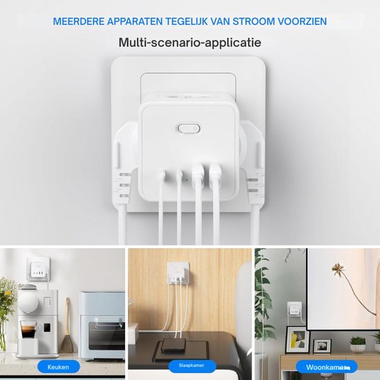 Stekkerdoos - Aansluiting 1: 1x Type E/F male Aansluiting 2: 8x Type F
