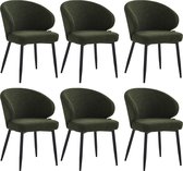 Bol.com Colenis® - Ruby Eetkamerstoel - Set Van 6 – Groen – Bouclé - Design aanbieding