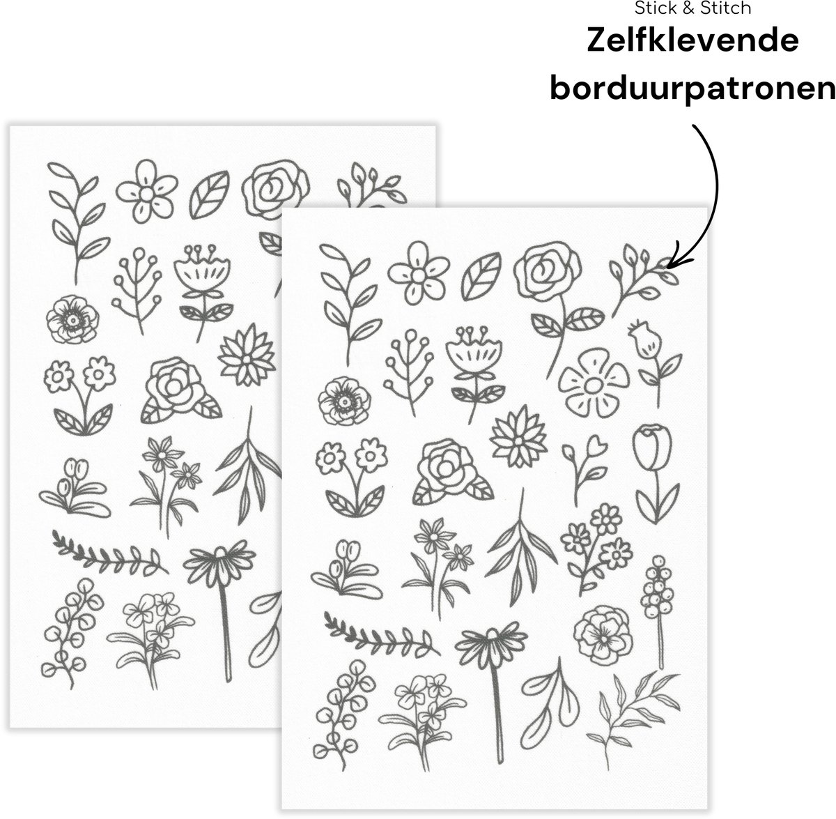 Crafsly oplosbare borduurpatronen - Stick 'N Stitch - Borduren op kleding en accessoires - Zelfklevende borduurpatroon - Geschikt voor borduren en punch needle