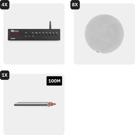 Power Dynamics multiroom 4-zone smart WiFi plafondspeaker systeem - Voor 4 kamers - Met Bluetooth — afbeelding 4