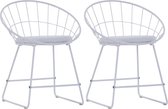 Eetkamerstoelen Kunstleren zitje Wit 2 STUKS / Eetkamer stoelen / Extra stoelen voor huiskamer / Dineerstoelen / Tafelstoelen / Barstoelen / Kuipstoelen
