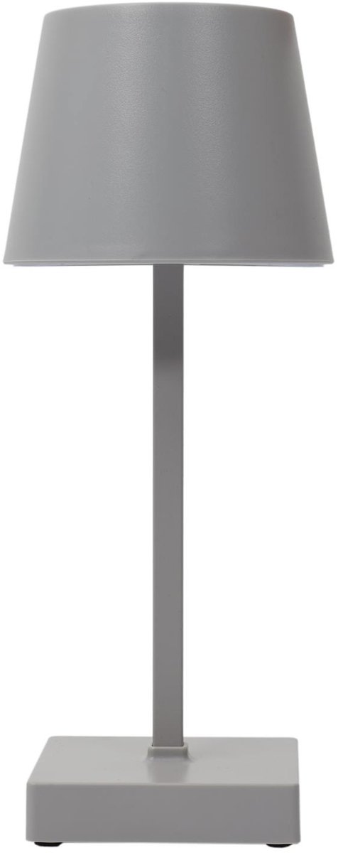 Home deco factory LED tafellamp - draadloos/portable - kunststof - zilver/grijs - touch - 26 cm - binnen