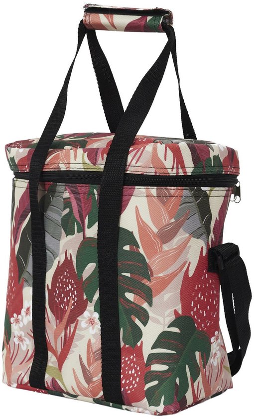 Cook Concept Koeltas Tropical Leafs - voor lunch en drinks - 12L - 30 x 15 x 25 cm - rood van Merkloos — afbeelding 4