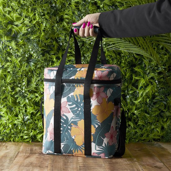 Cook Concept Koeltas Tropical Leafs - voor lunch en drinks - 12L - 30 x 15 x 25 cm - geel van Merkloos — afbeelding 4