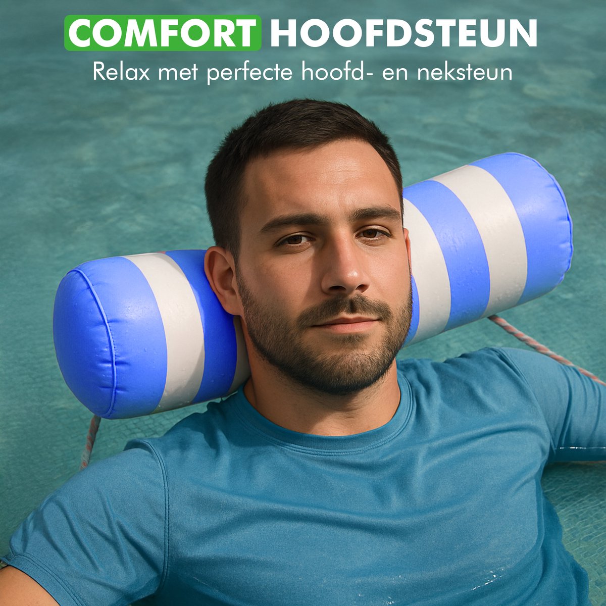 Travelhawk Waterhangmat - 2 Stuks - Waterhangmat Volwassenen - Water Hangmat - Luchtbed Zwembad - Luchtmatras Zwembad - Waterspeelgoed - Groen en Blauw — afbeelding 7